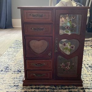 Antique real wood jewelry box